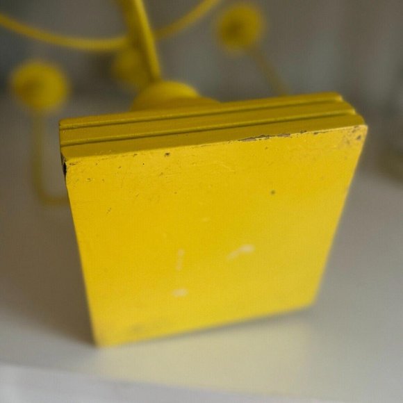 Large Vintage Funky Flower Candelabra 6 Candle Metal Wood Base 20.5” Tall - Picture 2 of 6